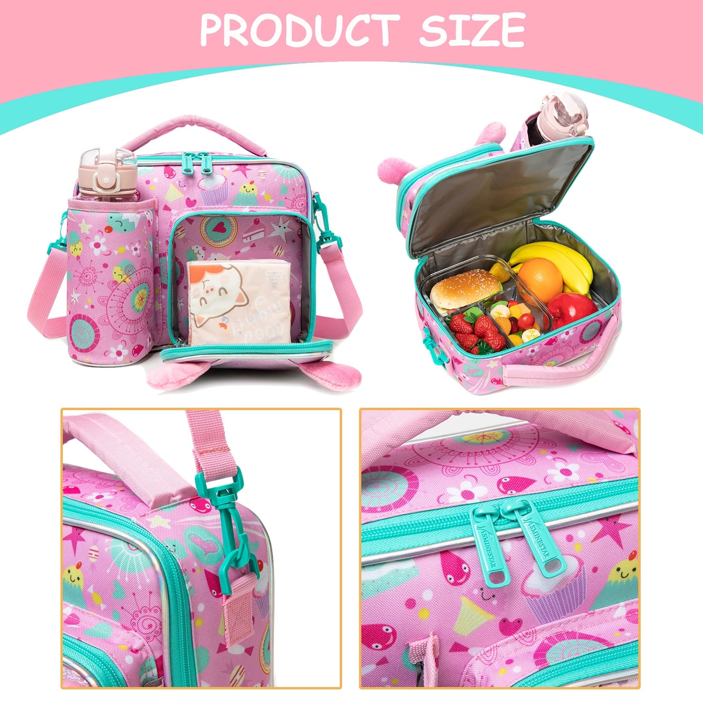 Cute Animal Kids Lunch Box Meal Bag Set