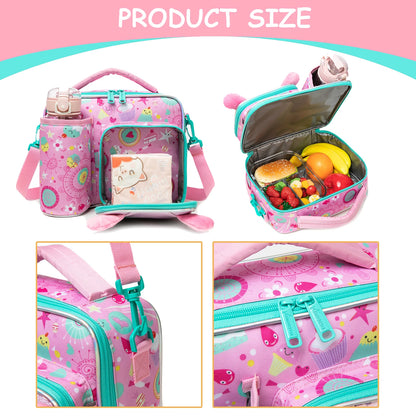 Cute Animal Kids Lunch Box Meal Bag Set