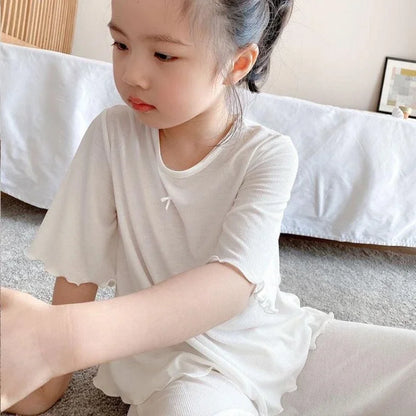 Girls Ice Silk Thin Pajamas Outfit Set
