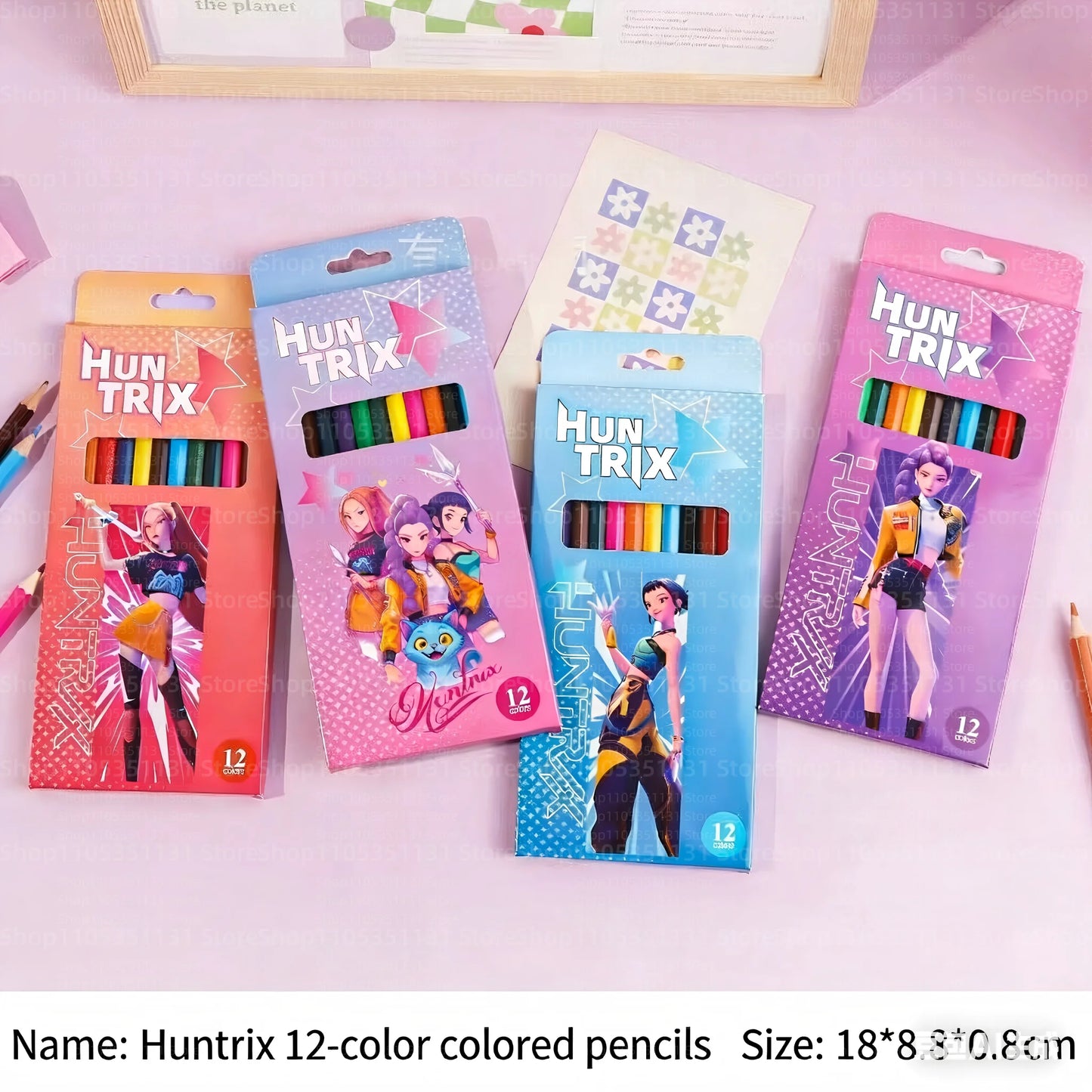 12Pcs/Box HB 2B Colored Pencils Smooth Writing Cute Anime Stationery