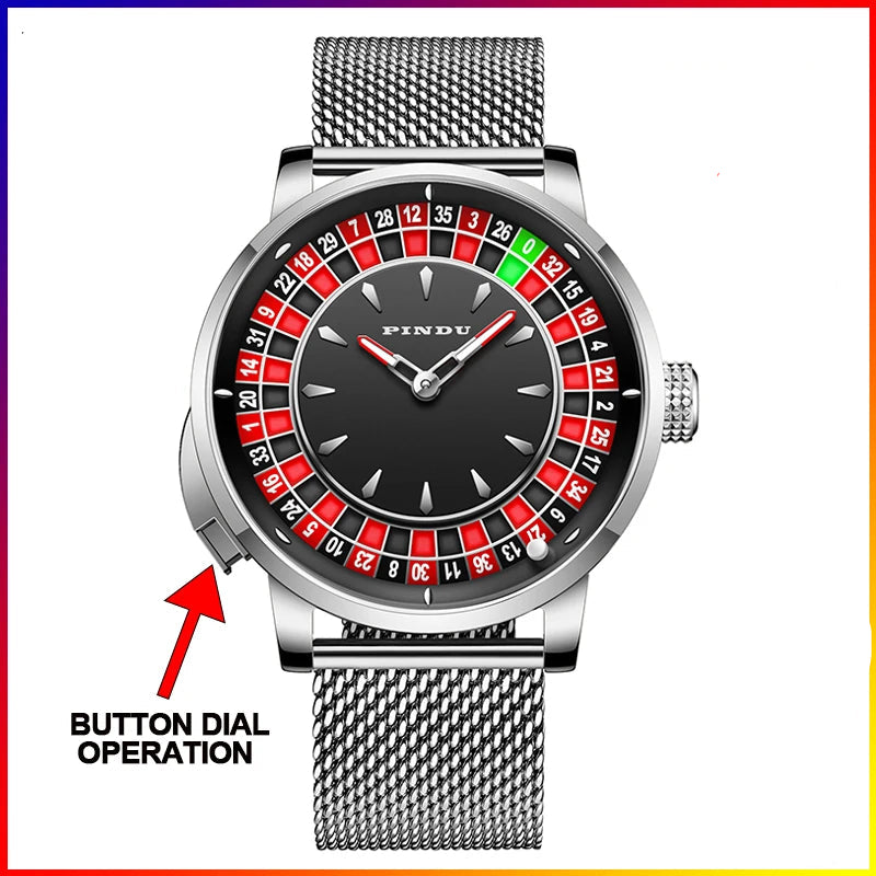 Russian Roulette Game 46MM Mechanical Sapphire Mirror Diamond Dial Watch