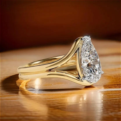 Eternal inlaid Sparkling Water Drop Shaped Synthetic Zirconia Rings
