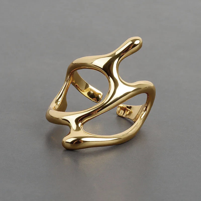 DANA Gold Irregular Pleated Open Ring