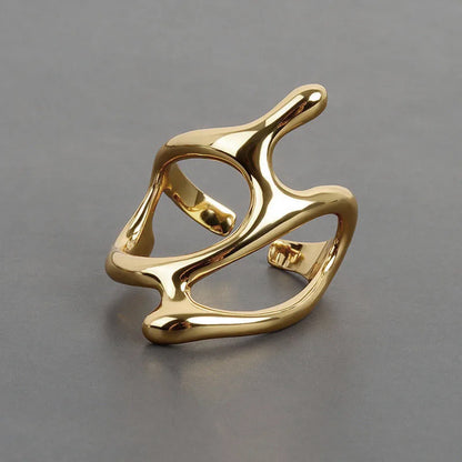 DANA Gold Irregular Pleated Open Ring