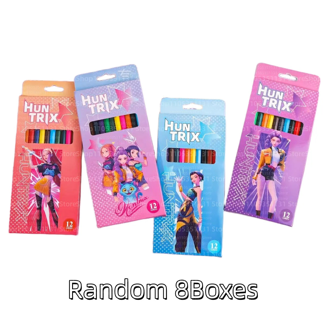 12Pcs/Box HB 2B Colored Pencils Smooth Writing Cute Anime Stationery