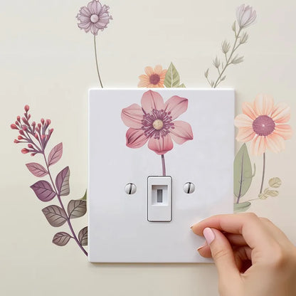 Beautiful flowers Switch Wall Sticker PVC Removable Waterproof sticker