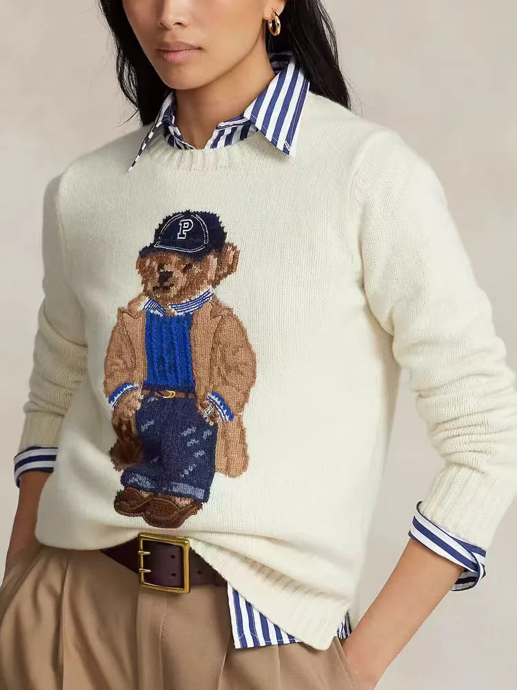 Suéteres de punto de cachemir con estampado de oso