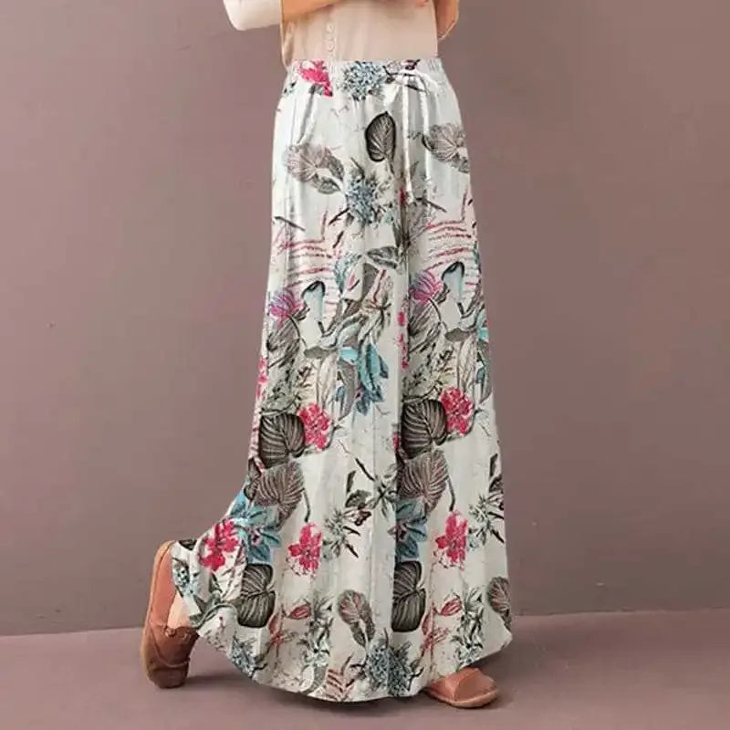 Floral Wide Leg Bohemia Plus Size Pants