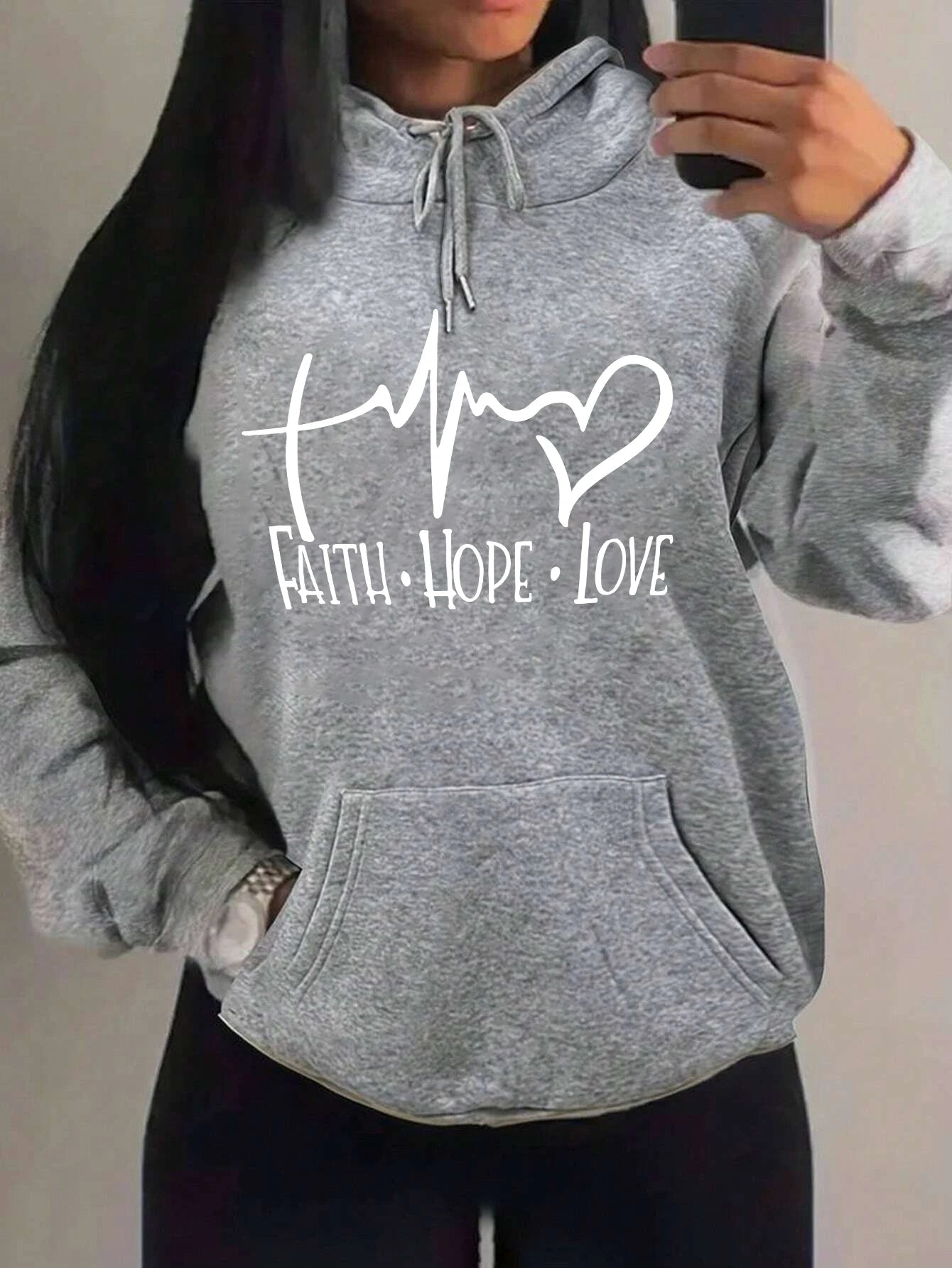 Faith Hope Love Letter Graphic Fleece Pullover
