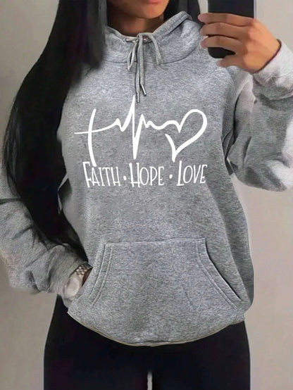 Faith Hope Love Letter Graphic Fleece Pullover
