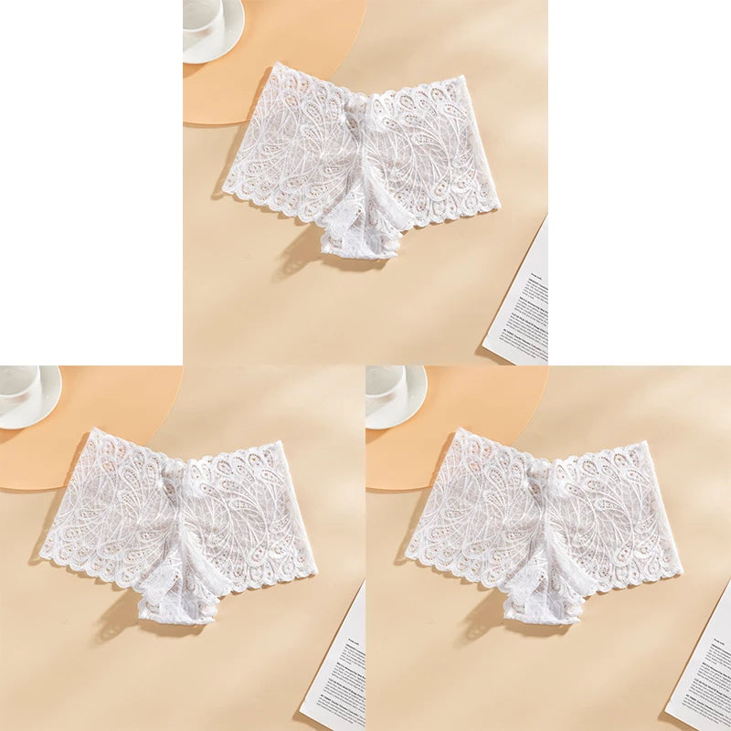 3PCS Mid-waist Lace Sexy Underwear Lingerie