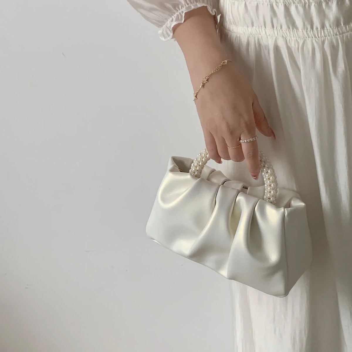 Pearl Handle Clutch Purse Handbags Luxury Square Shoulder Bags