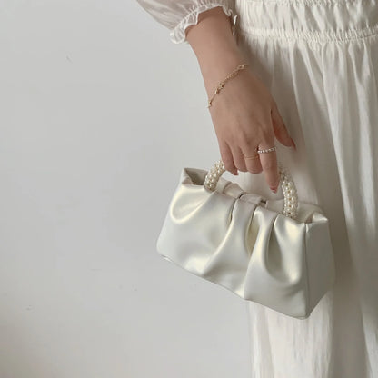 Pearl Handle Clutch Purse Handbags Luxury Square Shoulder Bags