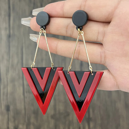 Triangle Long Dangle Geometric Earrings