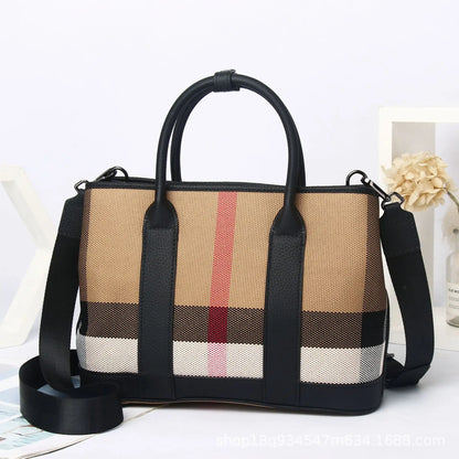 High Capacity Leather Canvas Tote Bag
