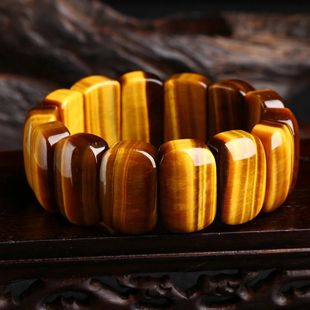 Natural Tiger Eye Stone Square Handmade Reiki Healing Meditation Bangles Bracelets