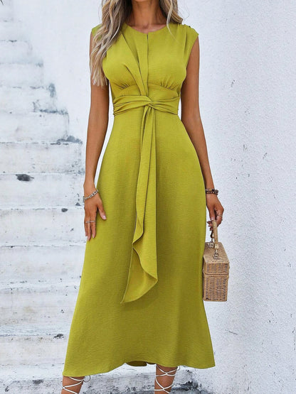 Sleeveless Front Thin Straps Midi Dress