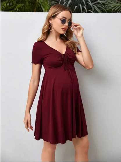 Maternity V-neck Loose Plus Size Pregnant Dress