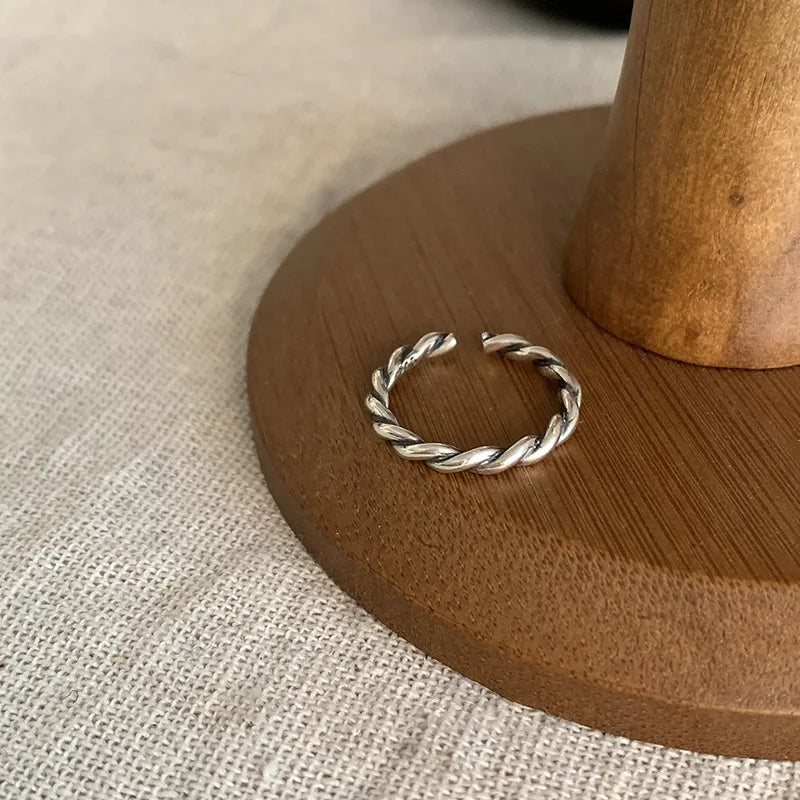 925 Sterling Silver Retro Geometric Asymmetric Rings