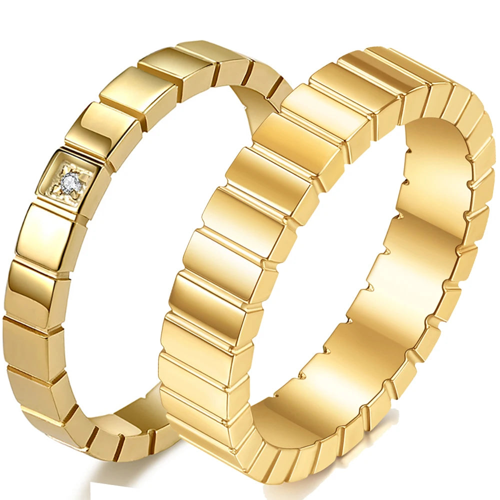 Zircon Checkered Couple Striped Geometric Ring