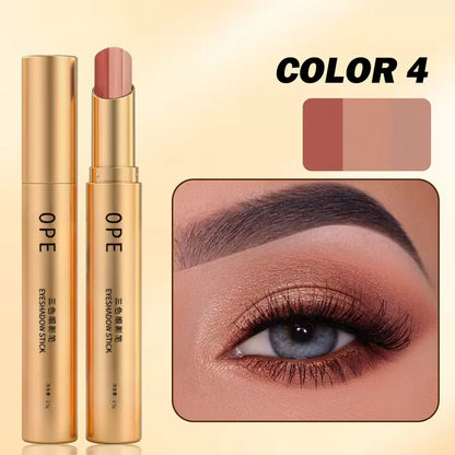 Three-Color Eyeshadow Stick Shimmering Highlighter Eyeshadow Stick Waterproof and Long-Lasting Pearlescent Metallic Eyeshadow