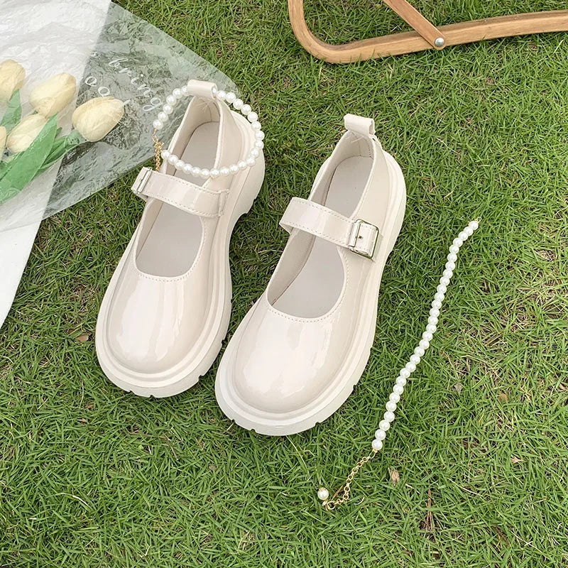 Luxury Beaded Mary Jane Leather Shoes