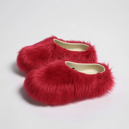 Faux Fur Platform Thick Sole Slippers