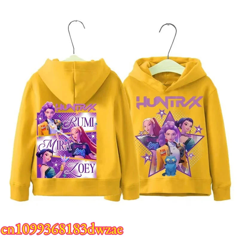 Rumi Mira Zoey Graphic Hoodie Front Back Hooded Casual Long Sleeve Pullovers