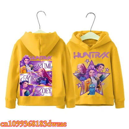 Rumi Mira Zoey Graphic Hoodie Front Back Hooded Casual Long Sleeve Pullovers