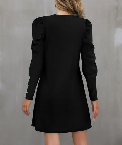 Round Neck Bubble Sleeve Dress