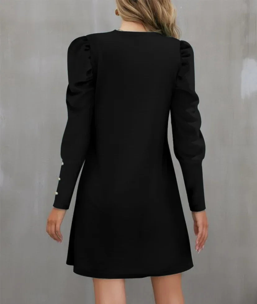 Round Neck Bubble Sleeve Long Sleeve Dress