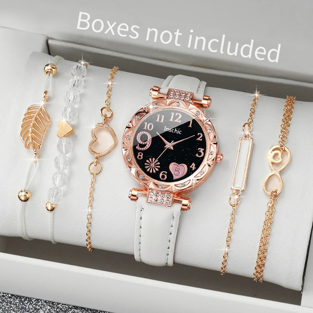 6PCS/Set Heart Dial Watch Set