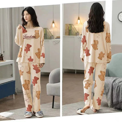 Long-Sleeved Long Pants Homewear Cartoon Pattern Sleepwear Set