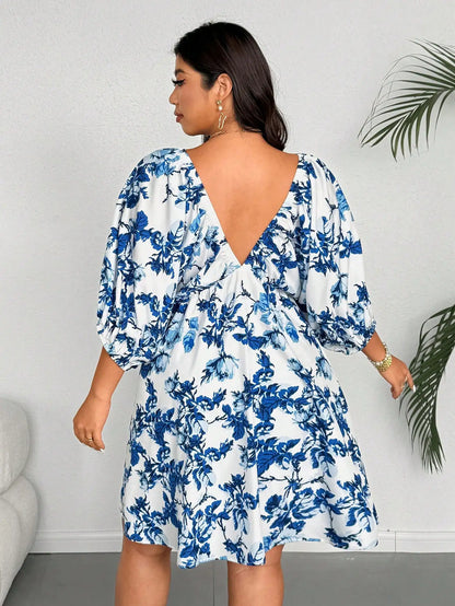 plus Size Romantic Floral Elegant Maxi Dress