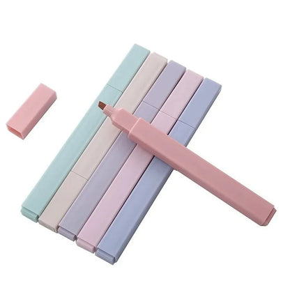 6pcs/set Pastel Color Highlighter Kawaii Stationery Color Marker