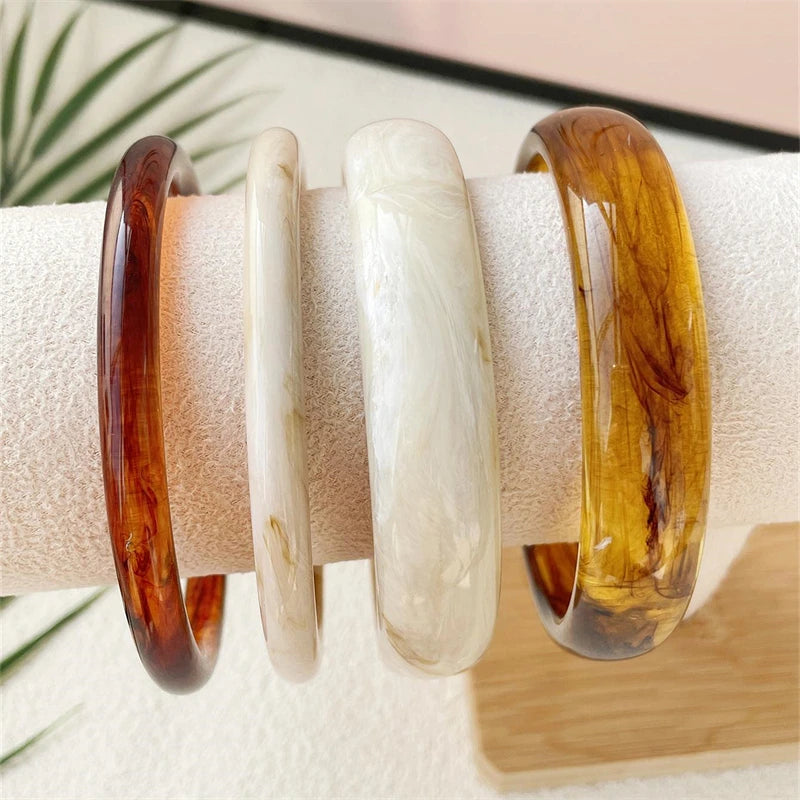 4-Piece Marble Acrylic Resin Bracelet