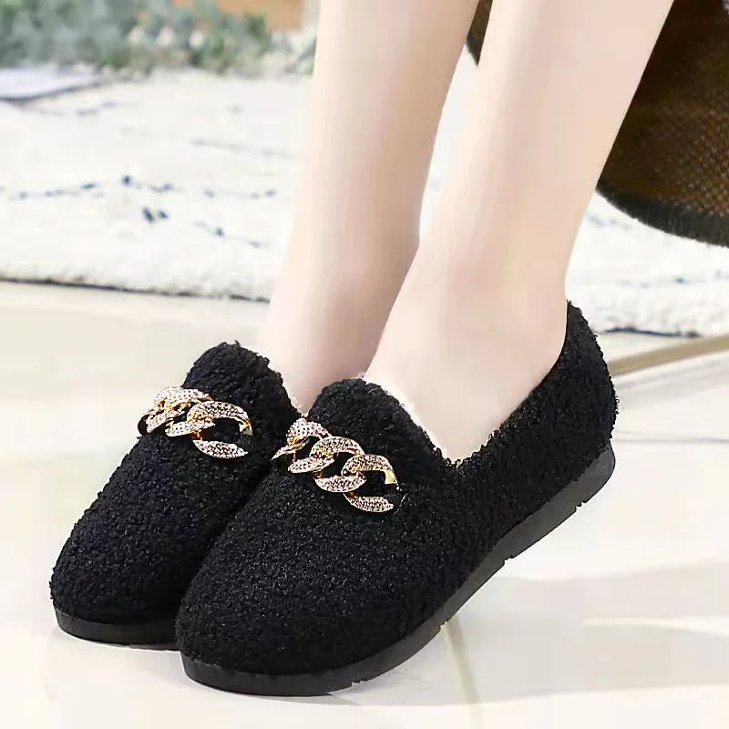 Warm Short Plush Lining House Slippers