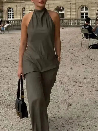 Sexy Backless Halter Camis Set