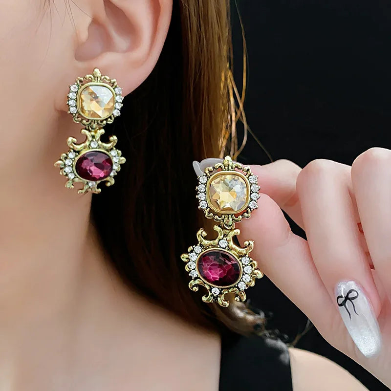 Purple Rhinestone Necklace Jewelry Sets
