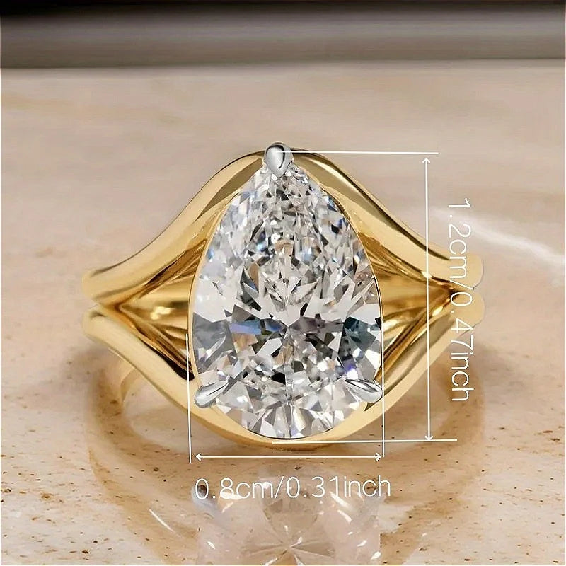 Eternal inlaid Sparkling Water Drop Shaped Synthetic Zirconia Rings