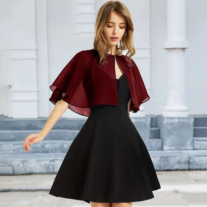 Thin White Chiffon Cape Short Sleeve Cover Up Elegant  Bolero Jacket