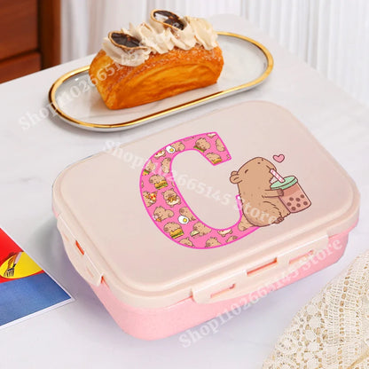 Capybara Cute Lunch Box Girls Capibara Letter A-Z Bento Box