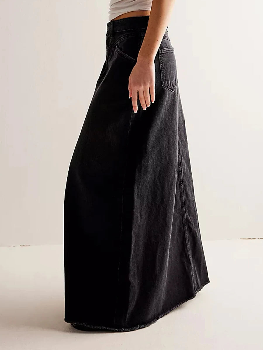 Falda vaquera larga de talle alto estilo maxi