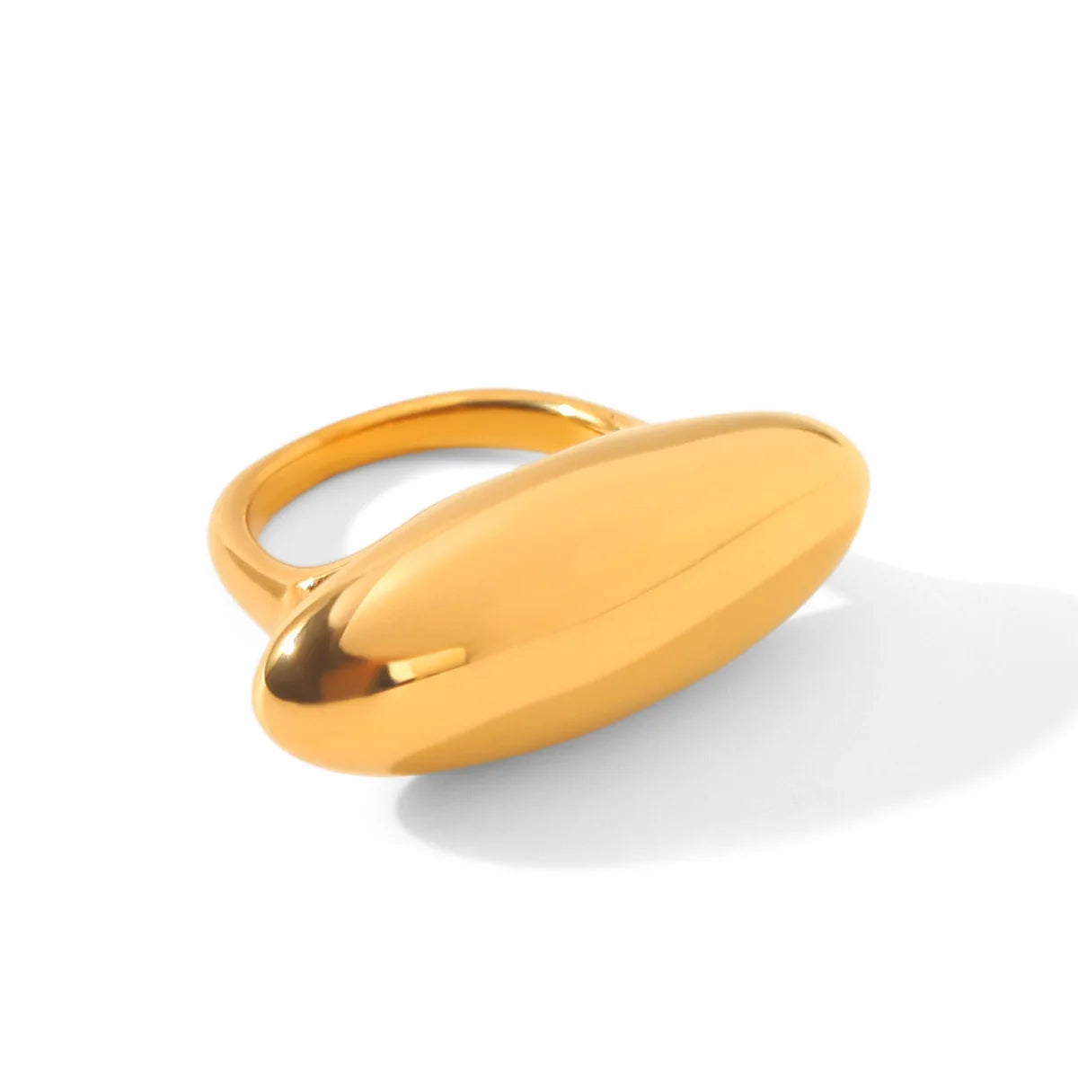 Stainless Steel Geometric Waterproof 18k Gold Plated Chunky Ring