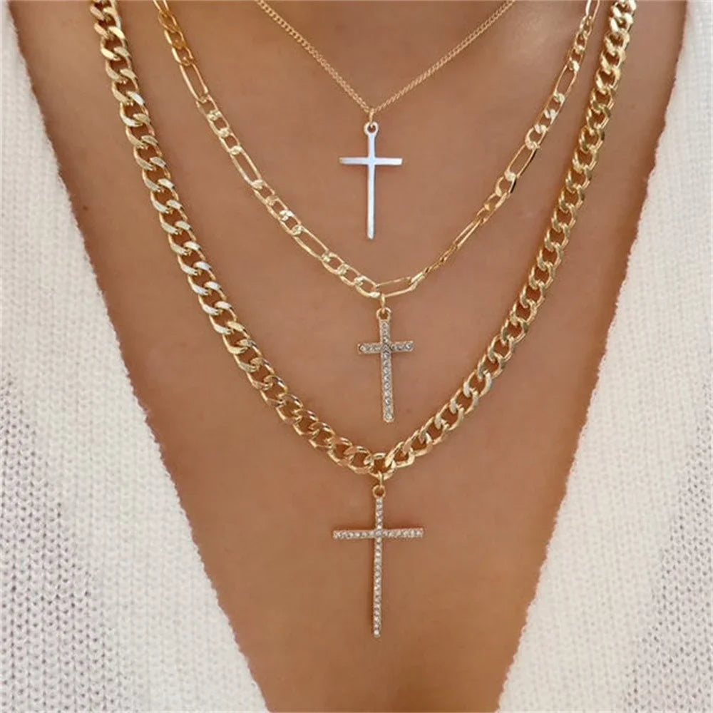 Vintage Punk Gold-plate Thick Chain Head Portrait Coin Pendant Necklace