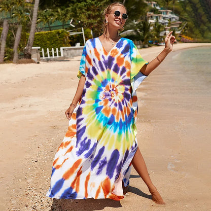 Swimsuit Kaftans Beach Cover Ups Colorful Outfits Dress