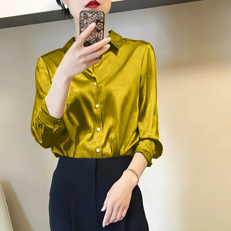 Satin Casual Long Sleeve Elegant Shirts