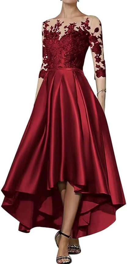 V-Neck Satin Asymmetrical Elegant Dress