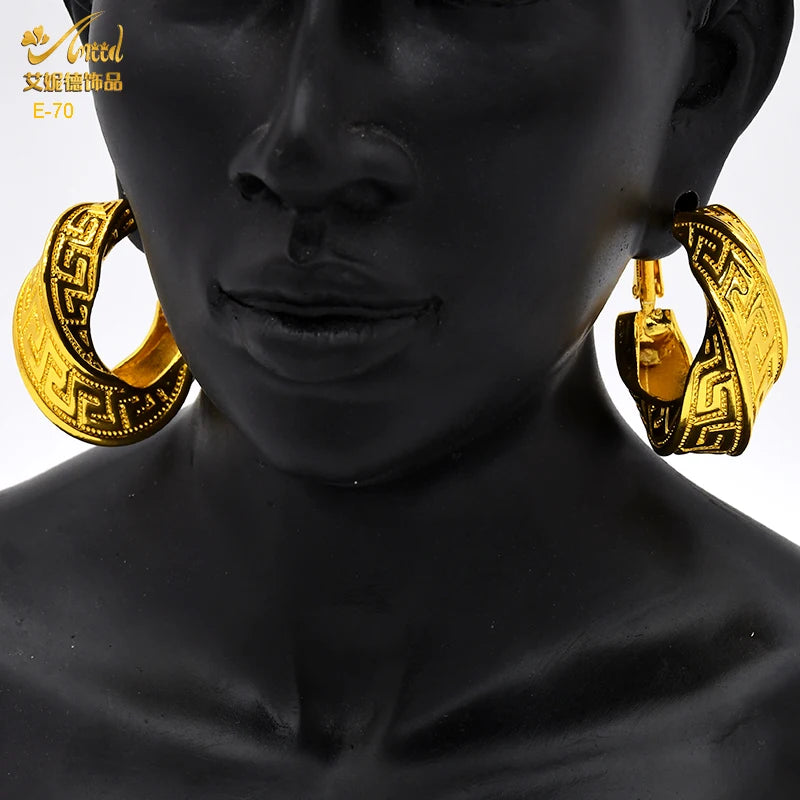 24K Gold Color Hoop Earrings