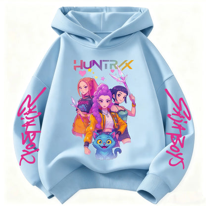 Cartoon Hunter Rumi Derpy Warm and Thick Casual Printed Purple Hoodie